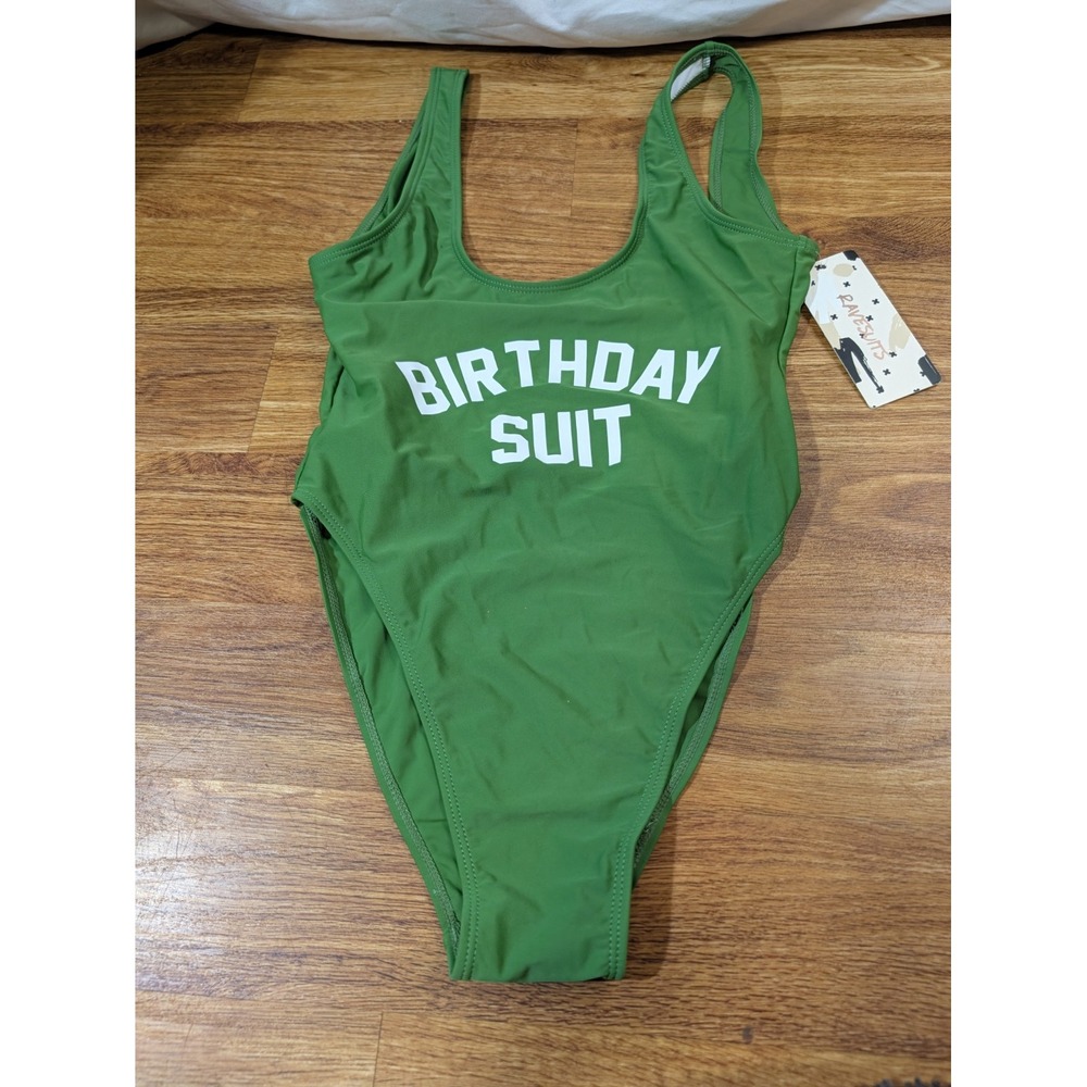 NWT Ravesuits Green Size S/M Birthday Suit 1 Piece Bathingsuit